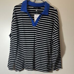 Brand new Zesica Striped Collared Top